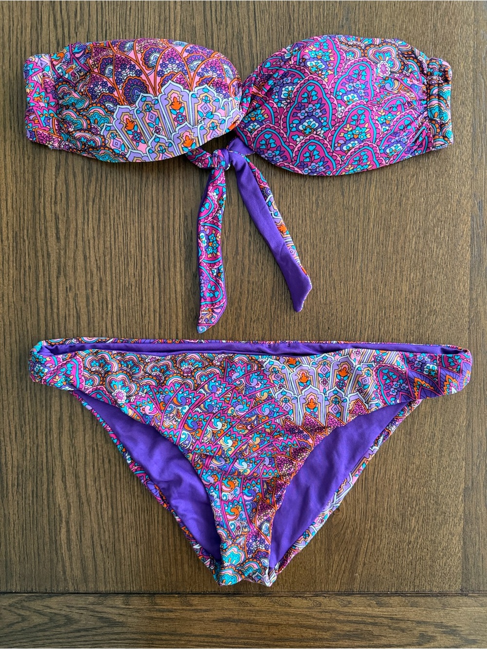 Calzedonia Cobey Vibrant Purple Boho Printed Bandeau Bikini Set